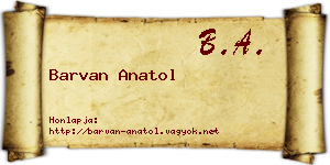 Barvan Anatol névjegykártya